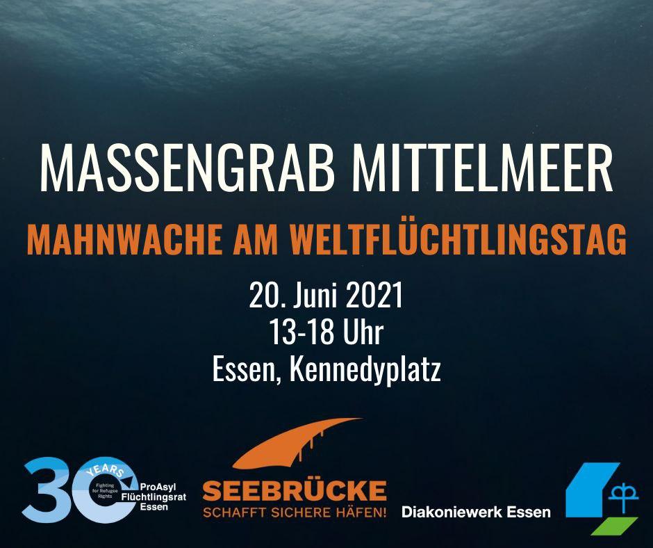 Flyer: Massengrab Mittelmeer - Mahnwache am Weltflüchtlingstag